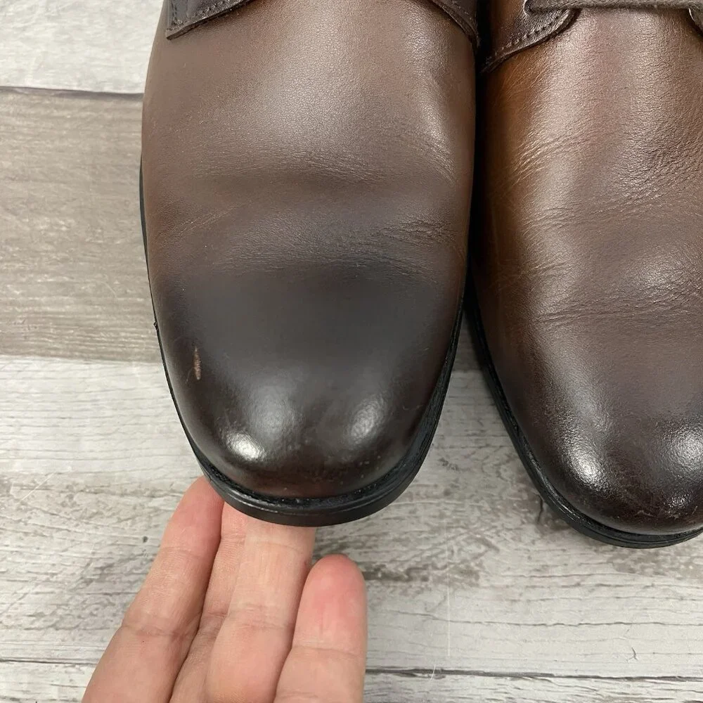 Giorgio Brutini Le‎ Glove Size 8 Brown Leather Oxford Dress Shoes Lace Up